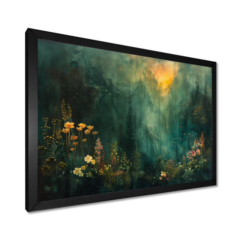 Forêt verte «Enchantment Forest», impressions encadrées, H 34 po x l 44 po, Toile avec cadre photo, Noir