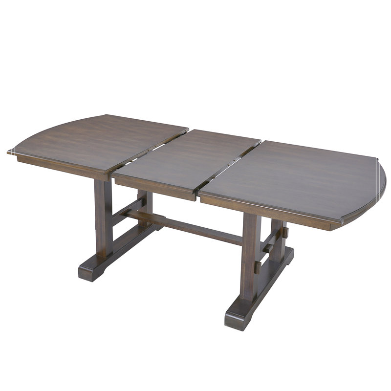 5 pièces en bois extensible avec rallonge amovible et 4 chaises rembourrées, Brun