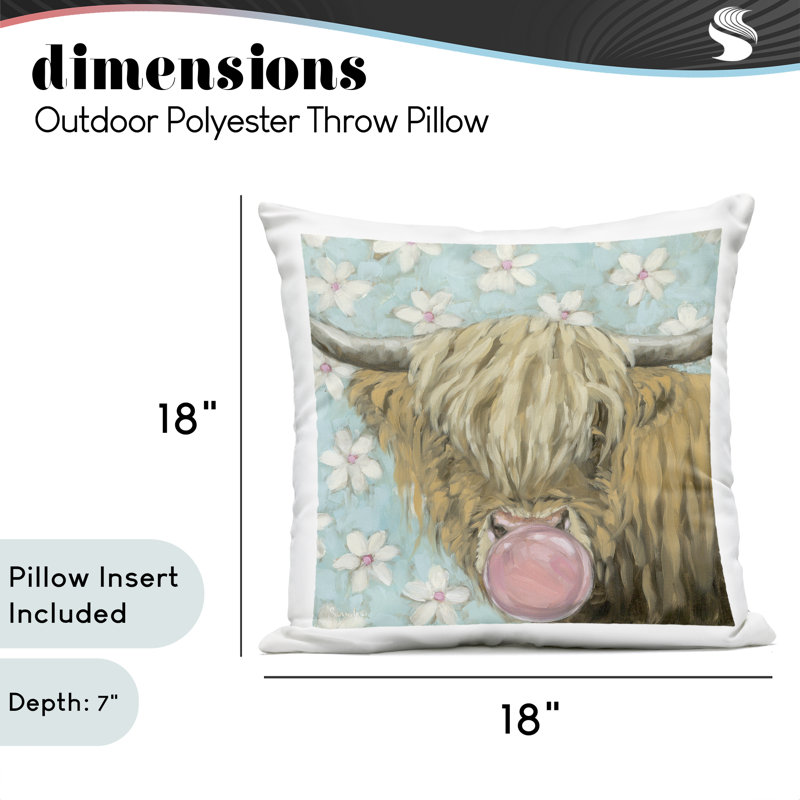 Coussin d'extérieur Bubblegum Sweetie, Vache bleue