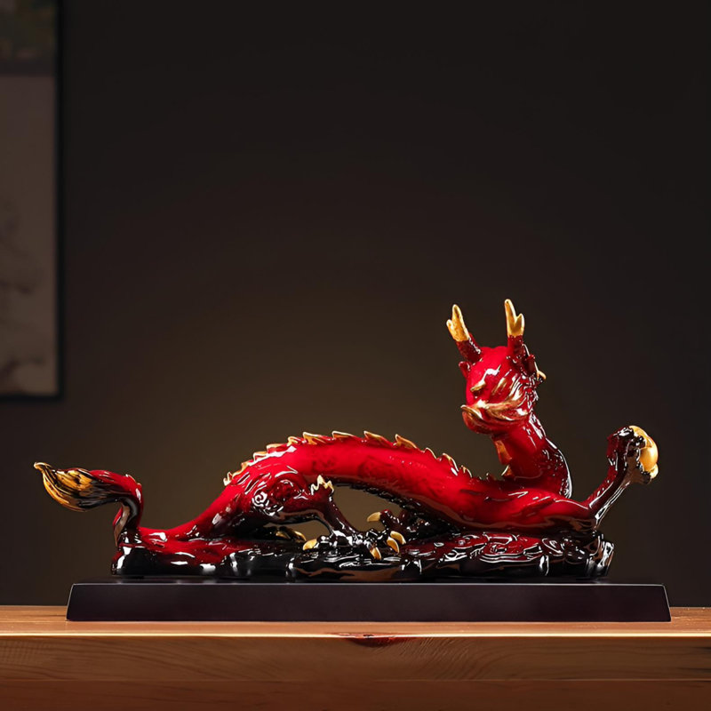 Ornement de dragon chanceux - art de table en céramique exquis