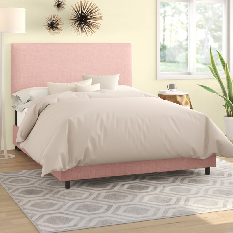 Simental Upholstered Standard Bed, California King, Zuma Rosequartz Textured Linen
