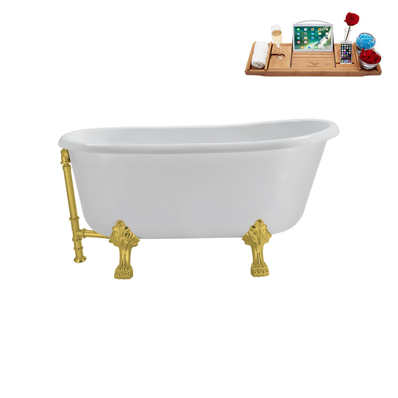 57.5'' x 29.5'' Soaking Acrylic Bathtub, Polished Gold, Polished Gold