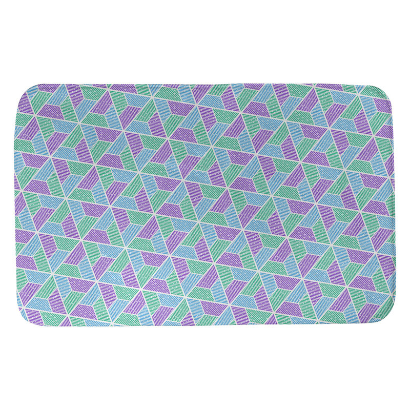 Tapis pour salle de bain katelyn elizabeth trapézoïdals, l 21 po x L 34 po, Vert / Mauve / Bleu