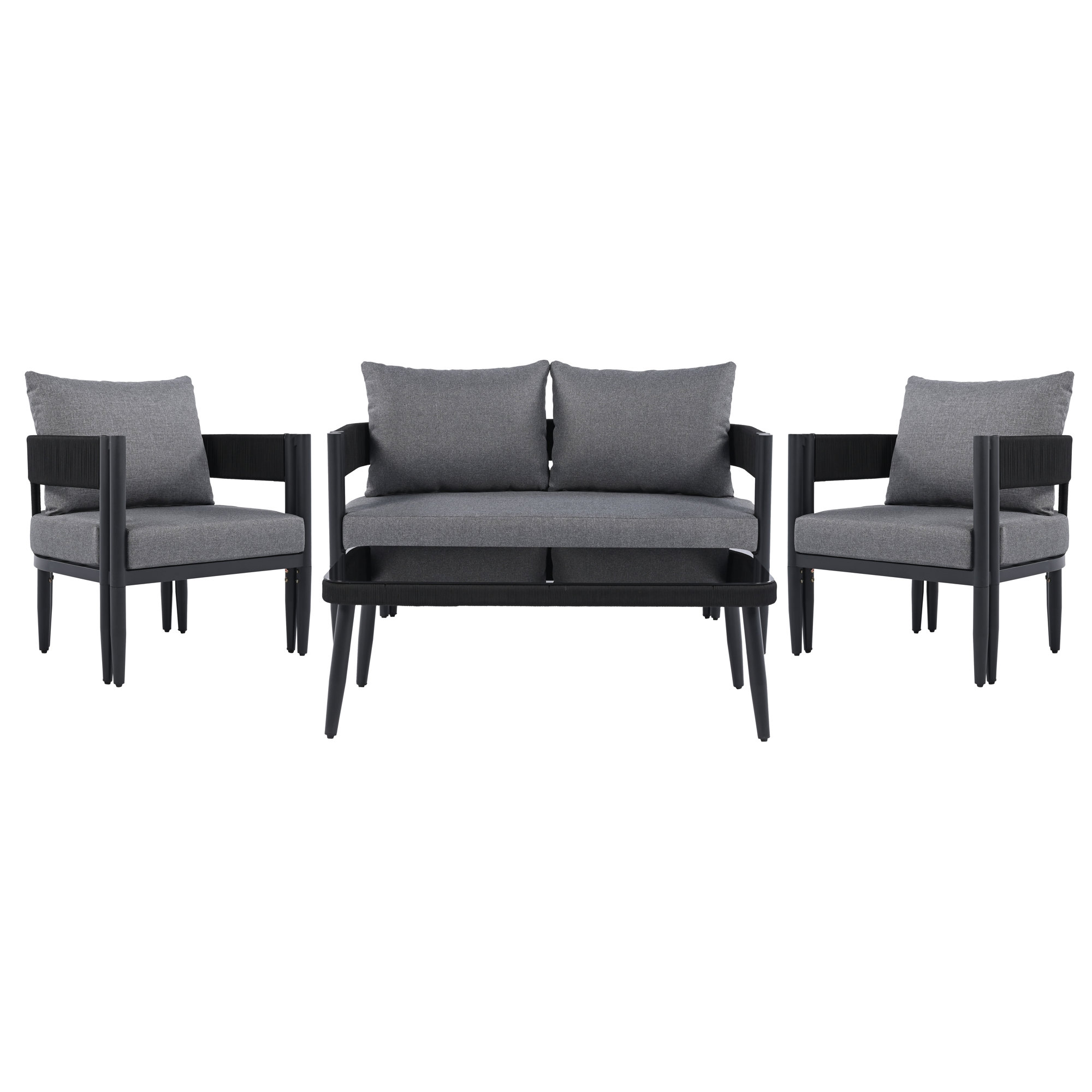 Viola 4 Piece Conversation Set, Gray
