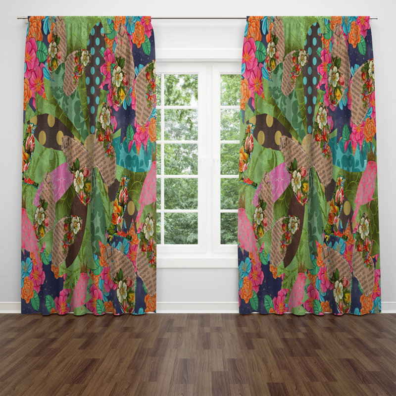 Panneaux de rideaux semi-transparents à motif floral, l 20 po x L 52 po
