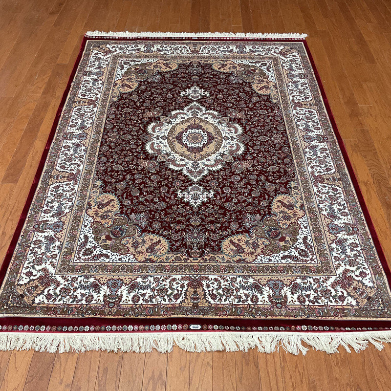 Tapis Kashimiri en soie fabriqué à la main 5 pi x 7 pi Herat ORIENTAL