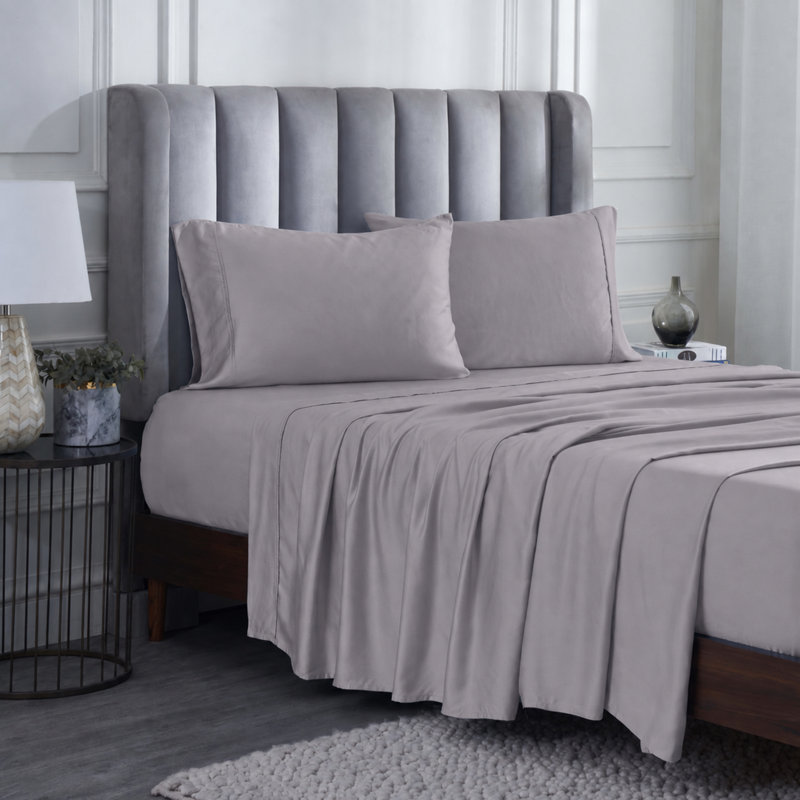Ensemble de draps Modal From Beechwood, Ensemble de draps pour grand lit avec 2 taies d'or, Gris