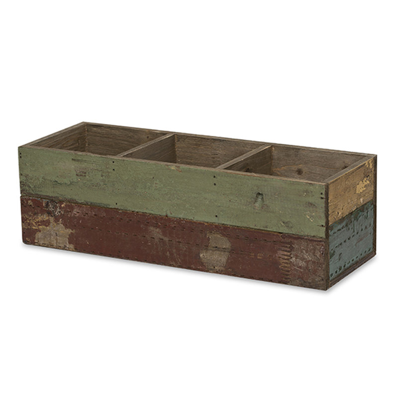 Panier à trois compartiments en bois massif