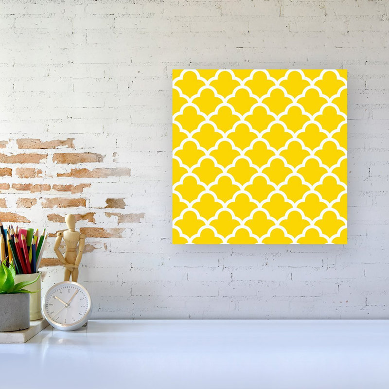 Geometric Yellow Quatrefoil Wave - Wrapped Canvas Print