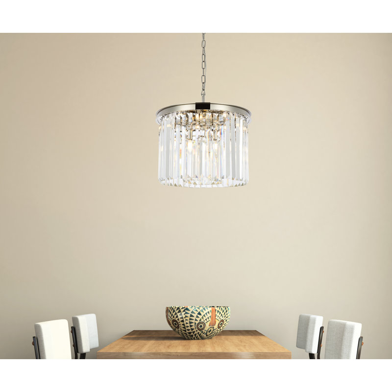 Yazmin 6 - Light Dimmable Drum Chandelier, Clear, Polished Nickel