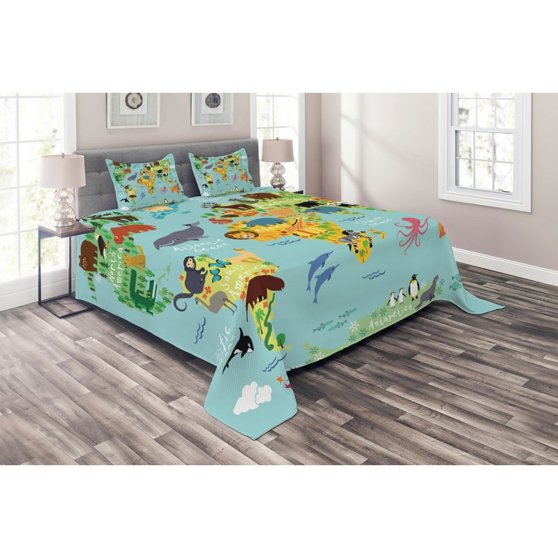 Wanderlust Eclectic Polyester Coverlet, King Bedspread + 2 Shams