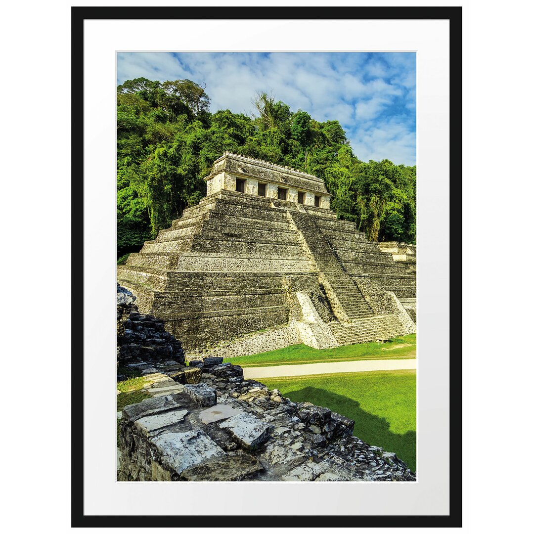 Gerahmtes Poster Maya Pyramiden aus Palenque