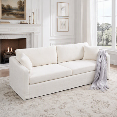 Extra-Wide Chenille Sofa with Plush Pillows