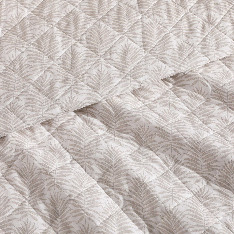 Fronds Quilt, King Quilt + 2 King Shams, Beige