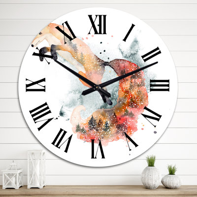 Cartoon Orange Fox II - Traditional Wall Clock
