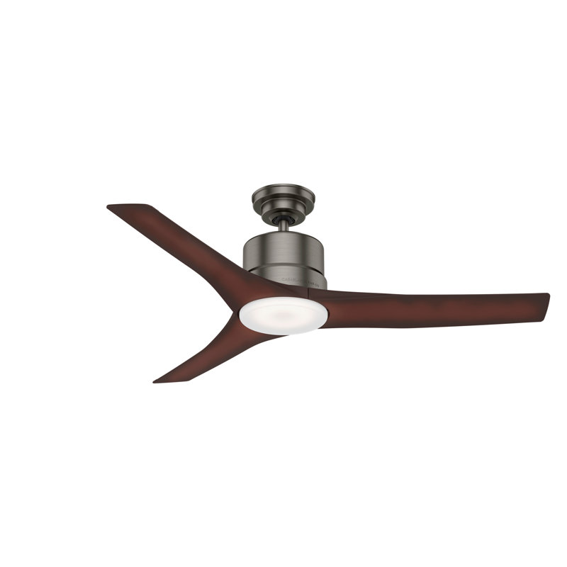 52'' Piston 3 -Blade Outdoor Standard Ceiling Fan with Remote Control and Light Kit Included, Brushed Slate