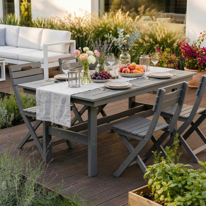 All-Weather HDPE Outdoor Dining Table, Gray