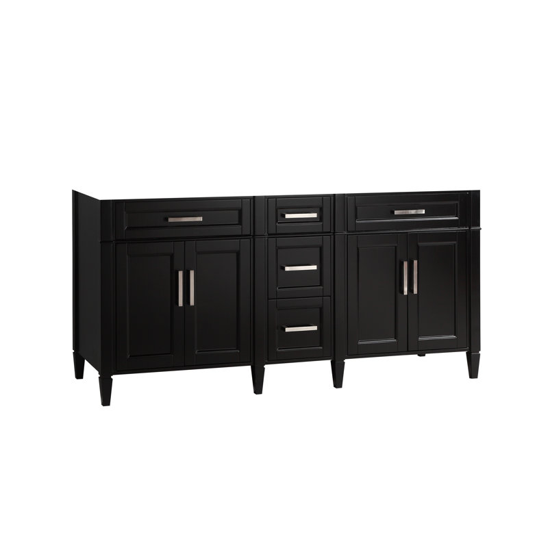 Armoire de meuble-lavabo autoportant double 60 po sans comptoir avec miroir 60 po, Espresso