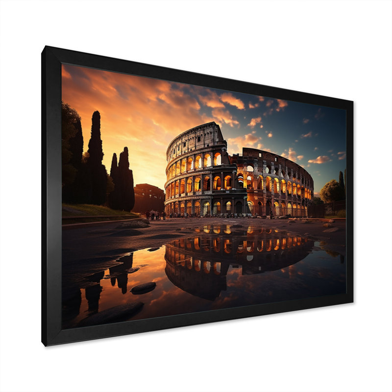 Italy Colosseum Colosseo - Italy Canvas Prints, H 30 po x l 40 po x P 1,5 po, Cadre simple noir