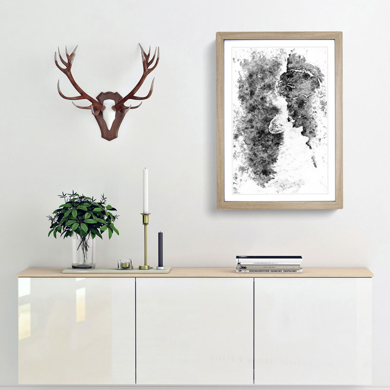 Surfer Riding the Wave - Picture Frame Graphic Art Print, 87cm H x 62cm W x 2cm D, Oak Framed