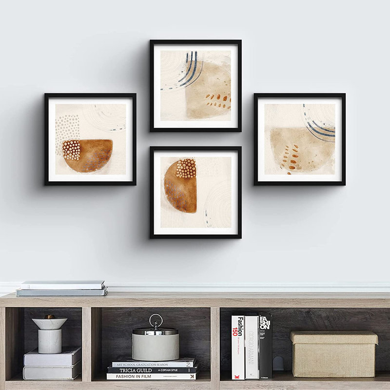 Minimaliste brun brun clair grunge - ensemble de 4 cadres photo, Noir