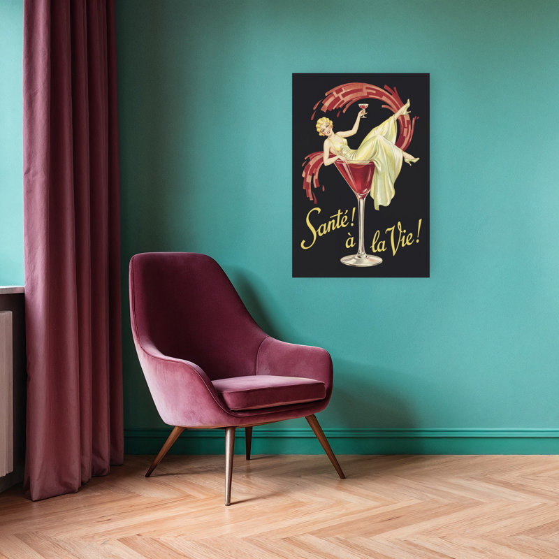 Art mural rétro élégant et glamour classique Toast Martini, H 36 po x l 24 po
