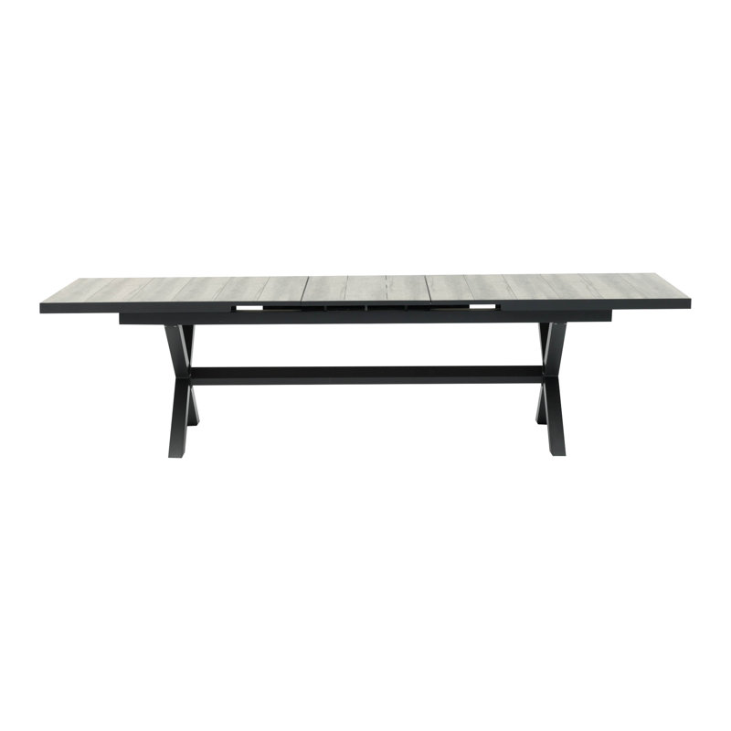 Vienna Rectangular Extendable Outdoor Dining Table , 303.5cm cm W 100cm cm D, Charcoal