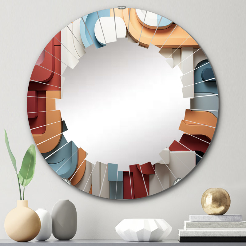 Tuberose - Miroir mural moderne rond, 24 po x 24 po