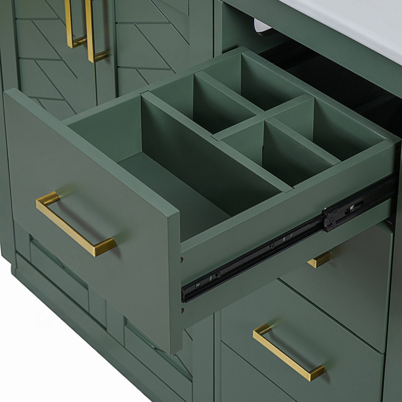 Bathroom Vanity With Ceramic Sink Combo, Green