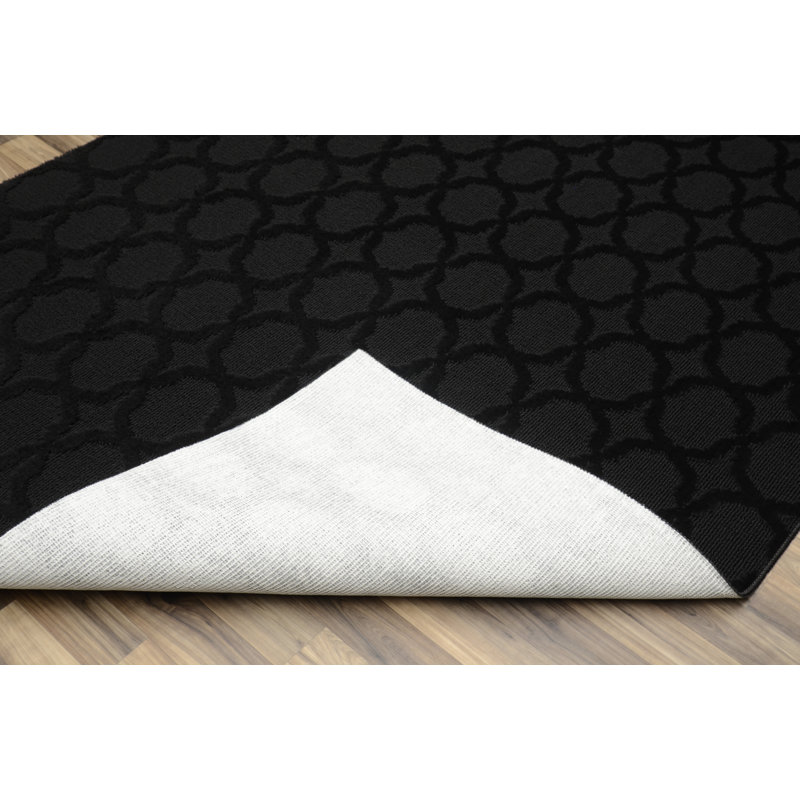 Tapis rectangulaire touffeté à motif géométrique noir, Rectangle 5 pi x 7 pi