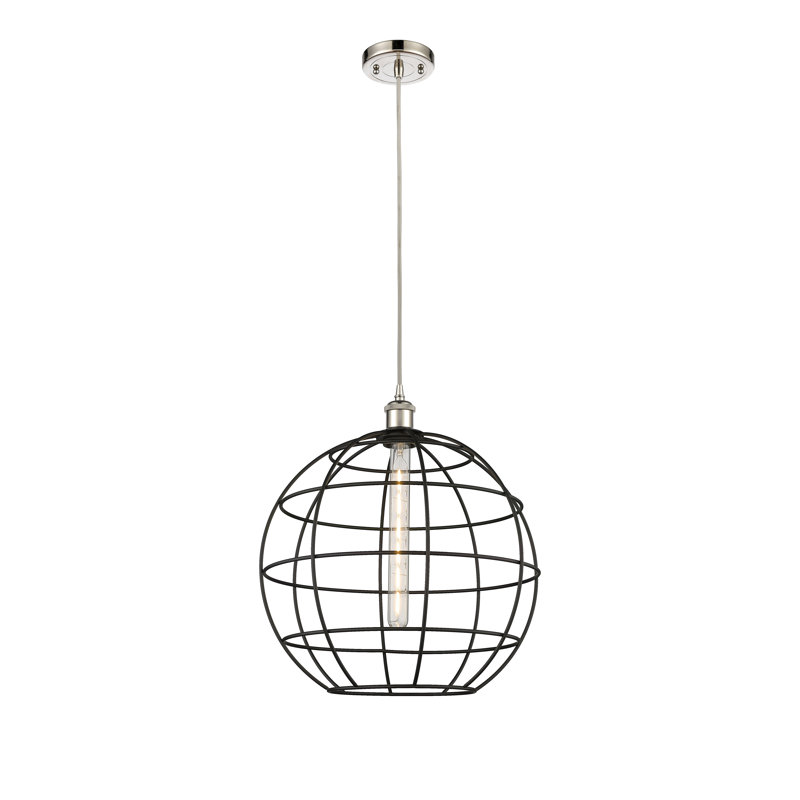 Luminaire suspendu à tige 1 lumière 16 po Ballston Lake Placid, H 137,75 po x l 16 po x P 16 po, Nickel poli