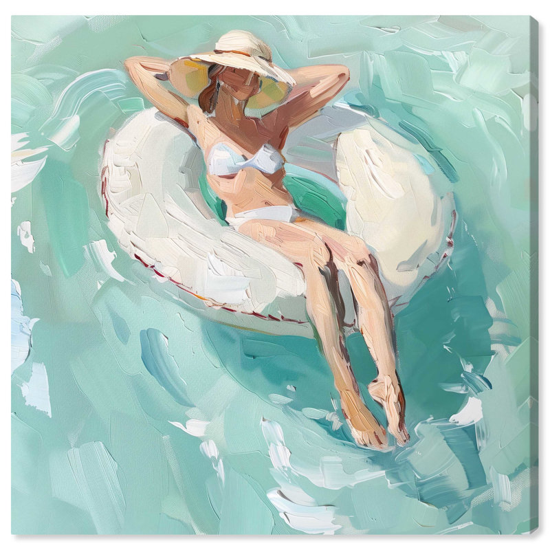 Relaxation in the Sea 16" x 16" Blue and Green Canvas Art