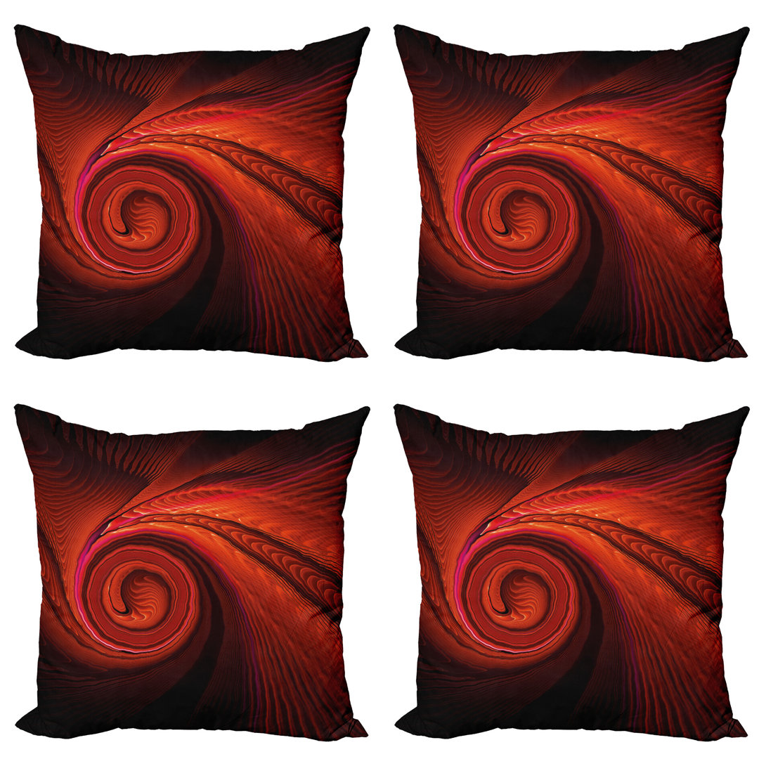 Kissenbezug 4er Pack, Surreal Waves Spiral Kunst, Rot