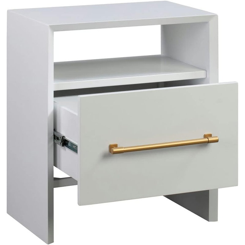 1 - Drawer Solid Wood Nightstand, White