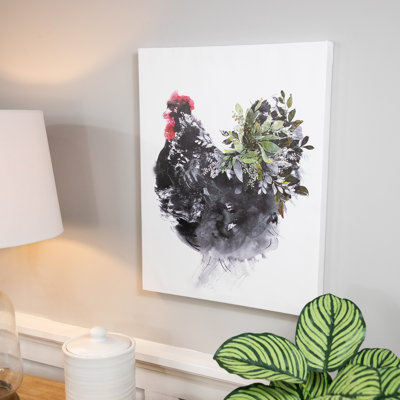 Décoration murale coq avec feuillage