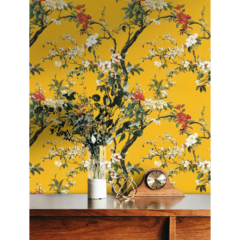 Rouleau de papier peint floral jaune