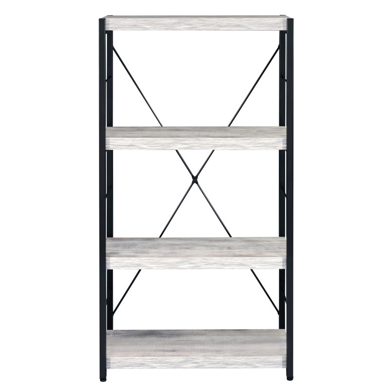 Antique White And Black 3-Shelf Bookcase