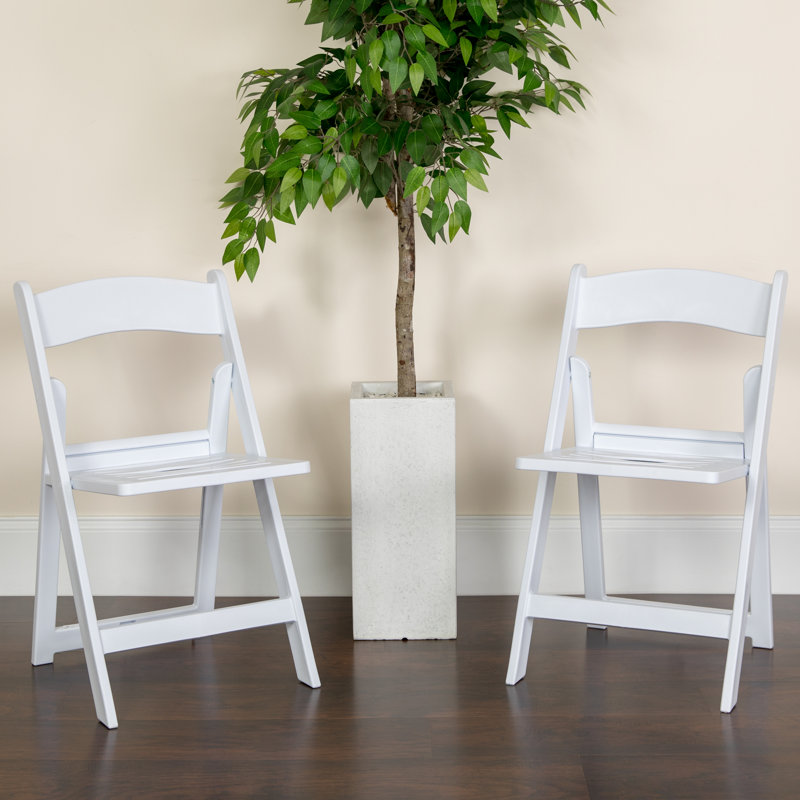 Thornfeldt 800 lb. Capacity Resin Folding Chair with Slatted Seat, White