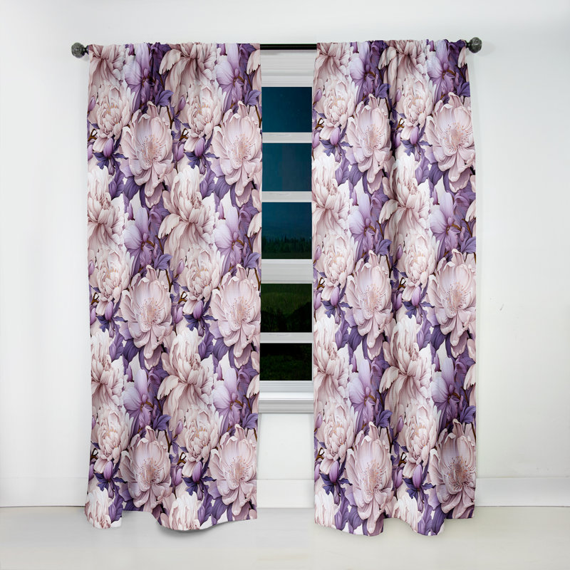 Purple Poppies Harmony I Blackout Single Curtain Panel, 52" W x 108" L