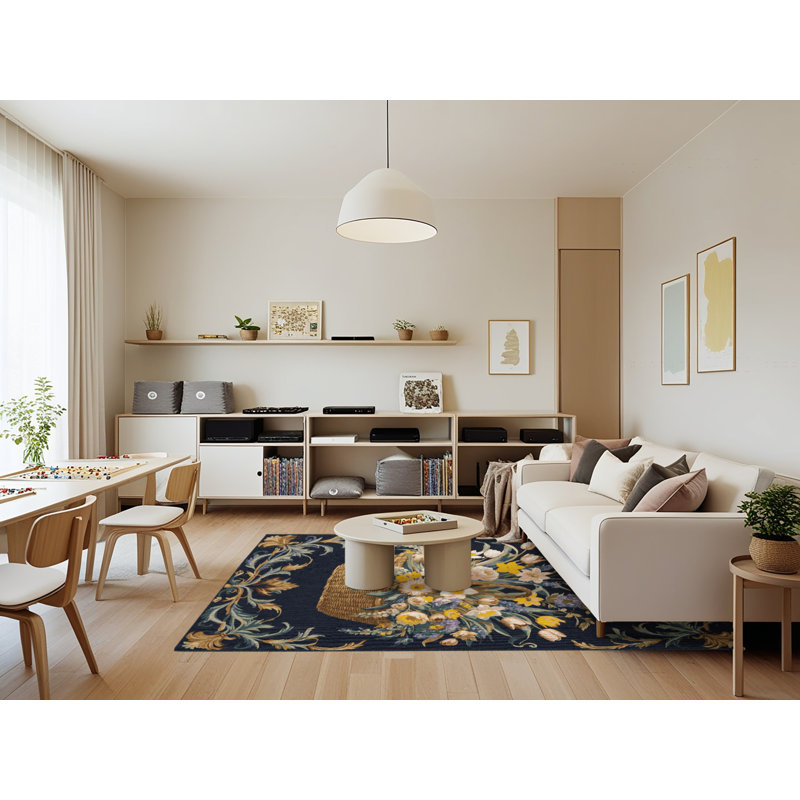 Machine Washable French Gray Area Rug, Rectangle 7' x 9'