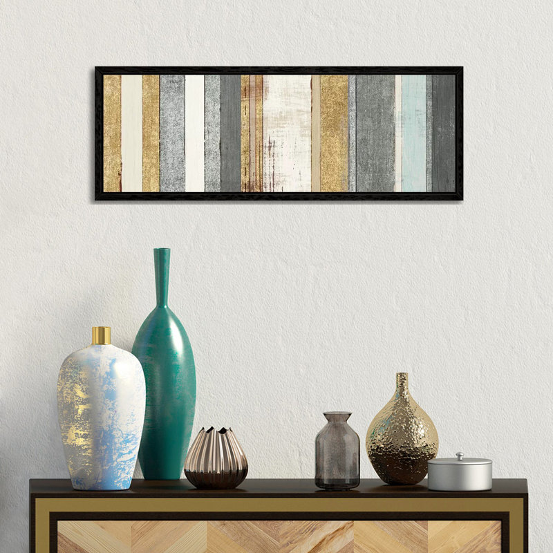 Beachscape XII 1 Piece Panoramic Wall Art on Canvas, 30.48 cm H x 91.44 cm W, Black Framed Canvas