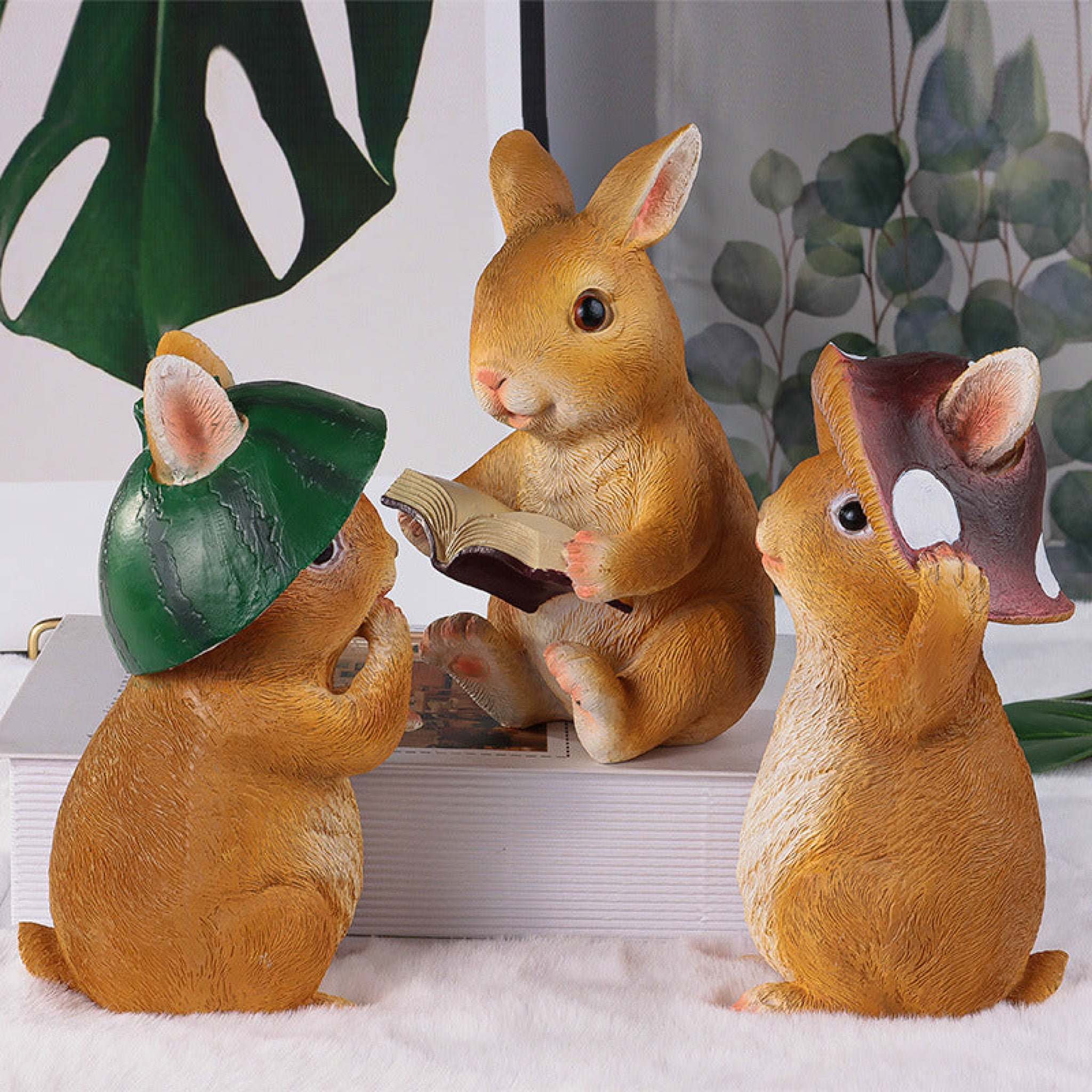 Gracie Oaks Matsuichi Charming Bunny Rabbit 3 Piece Statue Set ...