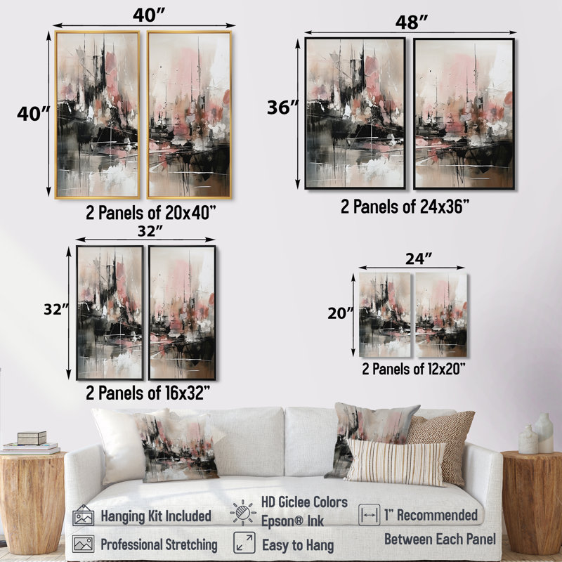 Rose, noir, minimaliste, fludité I - art mural moderne bleu, 20" H x 24" W, Impression encadrée flottante, Brown