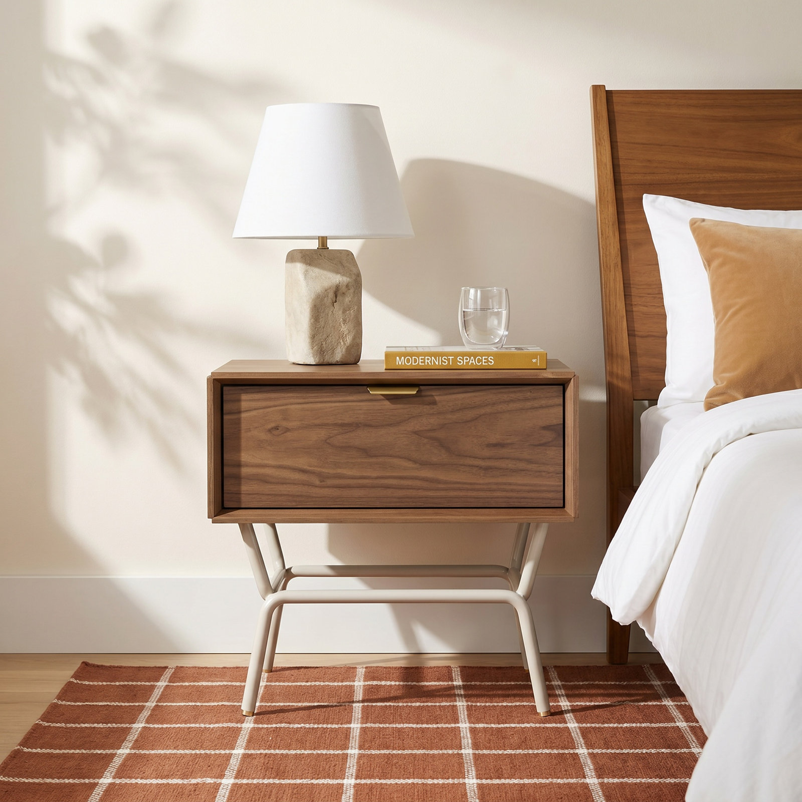 Dang 1 - Drawer Nightstand, Walnut/Putty Gray