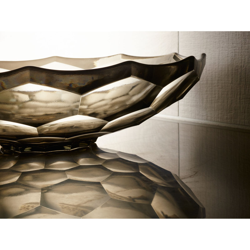 Kohler Briolette, Artist Editions Oval Faceted Glass Bathroom Vessel Sink, Translucent Doe