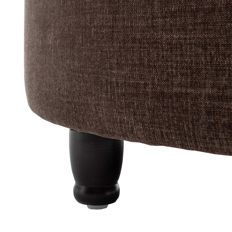 Upholstered Ottoman, Dark Brown Velvet, Brown Wood