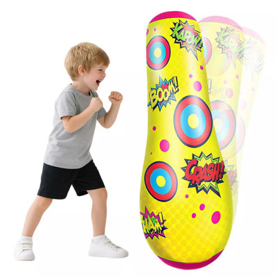 47 Inch Double-Sided Inflatable Punching Bag for Kids with Bounce-Back Feature (1-Pack)