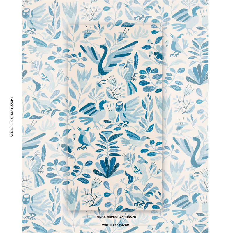 Papier peint Schumacher x Abel Macias, Bleu