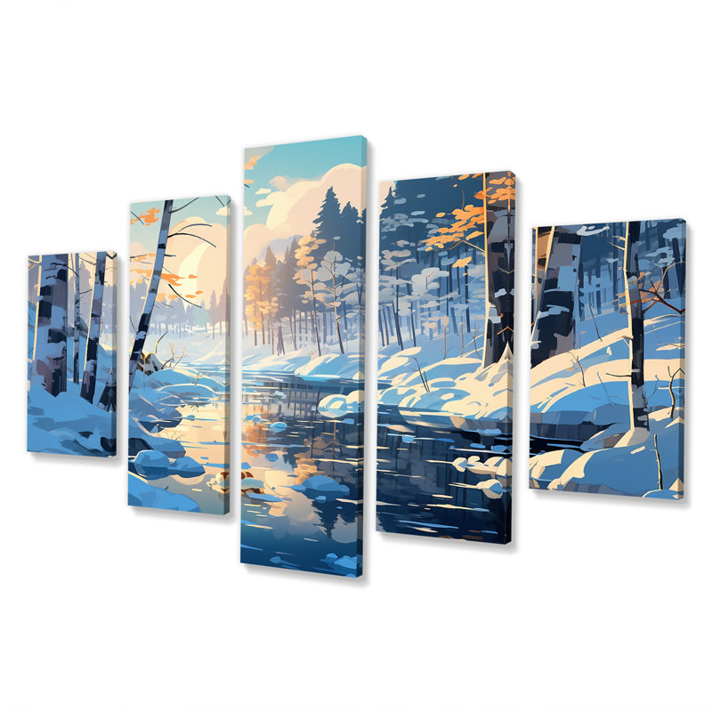 Paysage d'hiver enneigé, rivière Sunrise - paysage d'hiver