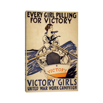 Every Girl Pulling For Victory (WWI Poster) - Wrapped Canvas Print